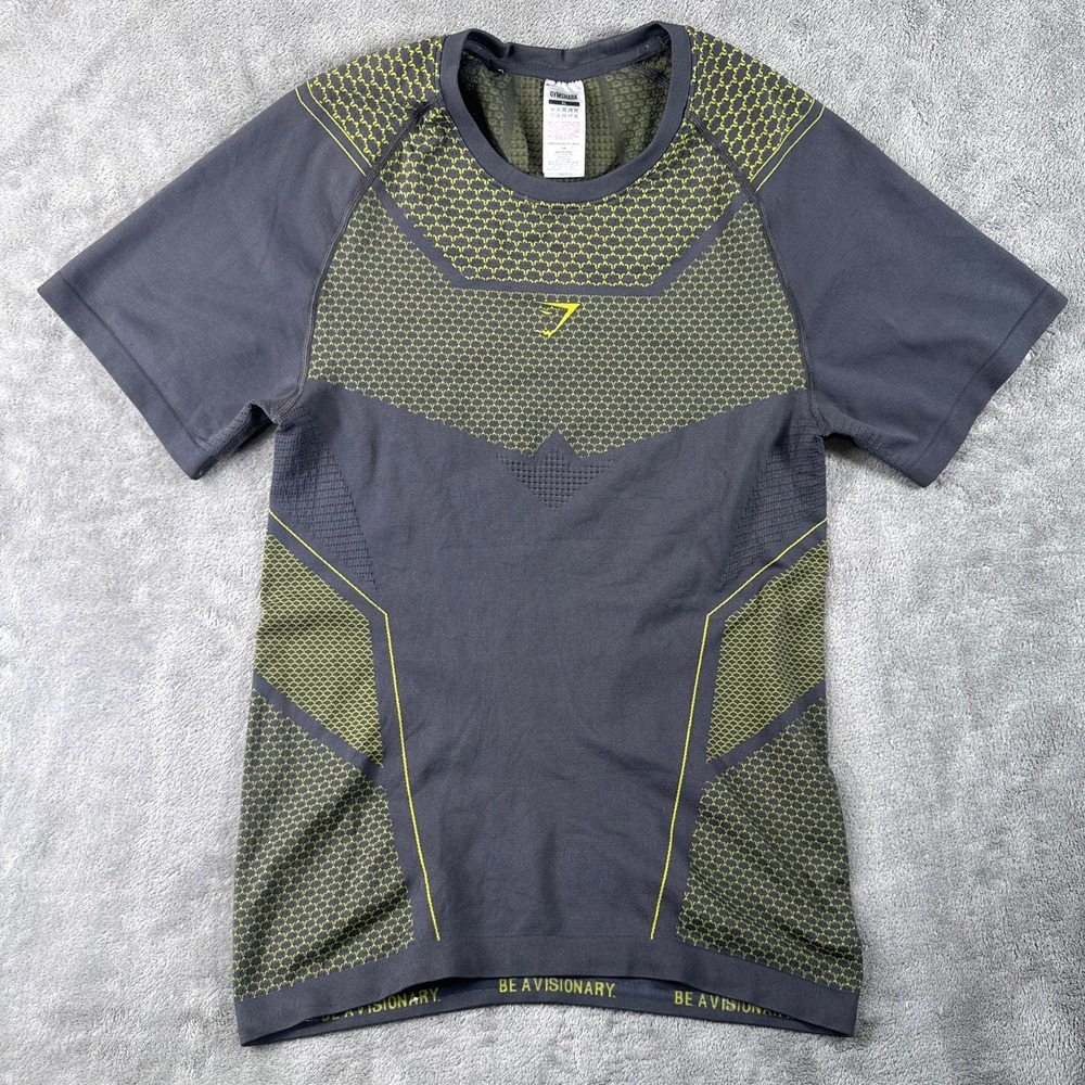 Gymshark Onyx V4 Compression Shirt Mens XL Gray Green Seamless Top Gym